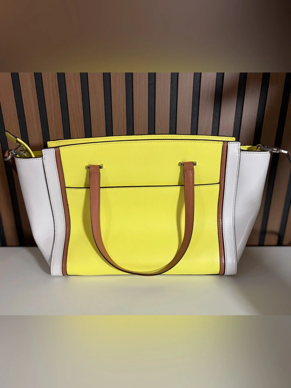 Kate Spade Patterson Drive Geraldine satchel bag in the vibrant Limelight